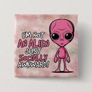Badge Carré 5 Cm Dessin d'Alien Maladroit Social