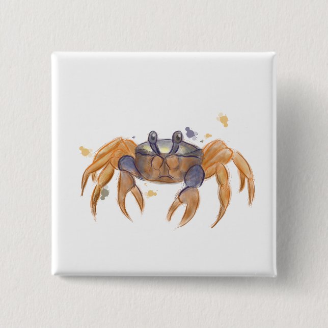 Badge Carré 5 Cm Dessin de crabe mou (Devant)