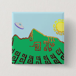 Badge Carré 5 Cm Dessin de Machu Picchu Pérou