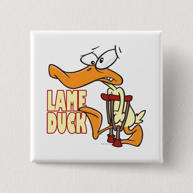 Badge Carré 5 Cm dessin drôle de canard boiteux (Devant)