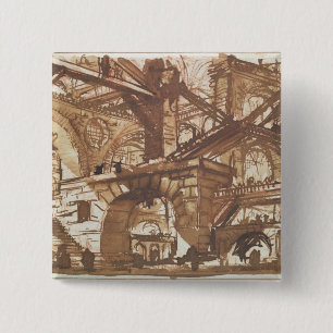 Badge Carré 5 Cm Dessin d'une prison imaginaire