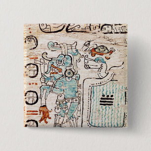 Badge Carré 5 Cm Détail d'un codex maya
