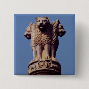 Badge Carré 5 Cm Détail d'un pilier d'Ashoka