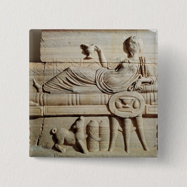 Badge Carré 5 Cm Détail d'un sarcophage (Devant)