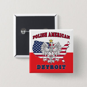 Badge Carré 5 Cm Detroit Michigan polonais