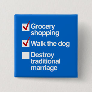 BADGE CARRÉ 5 CM DÉTRUISEZ LE MARIAGE TRADITIONNEL
