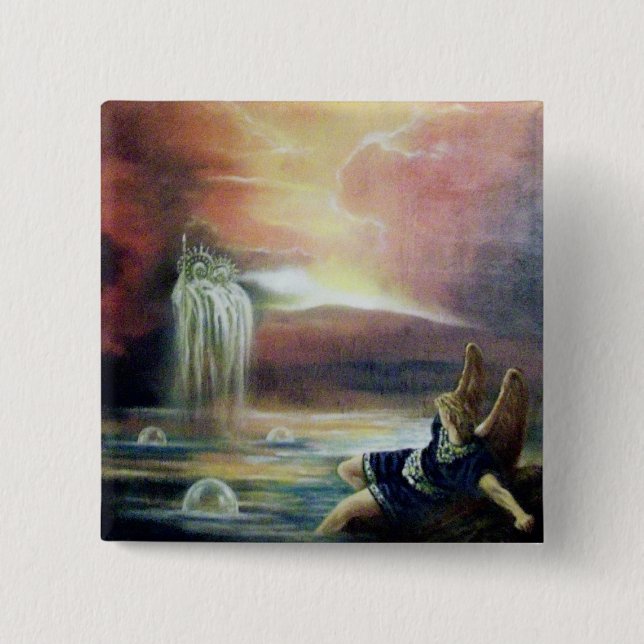 BADGE CARRÉ 5 CM DEUX SAINT JOHN ET FALLEN ANGEL (Devant)