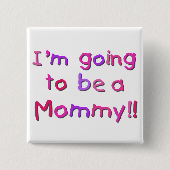 Badge Carré 5 Cm Devenir maman - rose et violet (Devant)