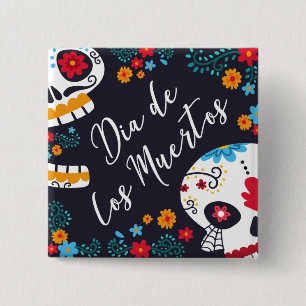 Badge Carré 5 Cm Dia de los Muertos  Bouton