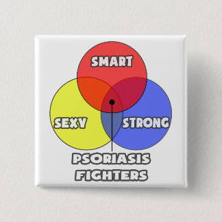Badge Carré 5 Cm Diagramme de Venn .. Combattants du psoriasis