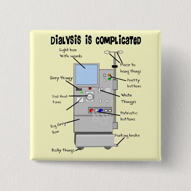 Badge Carré 5 Cm Dialyse Infirmière/Tech Dons Amusants (Devant)