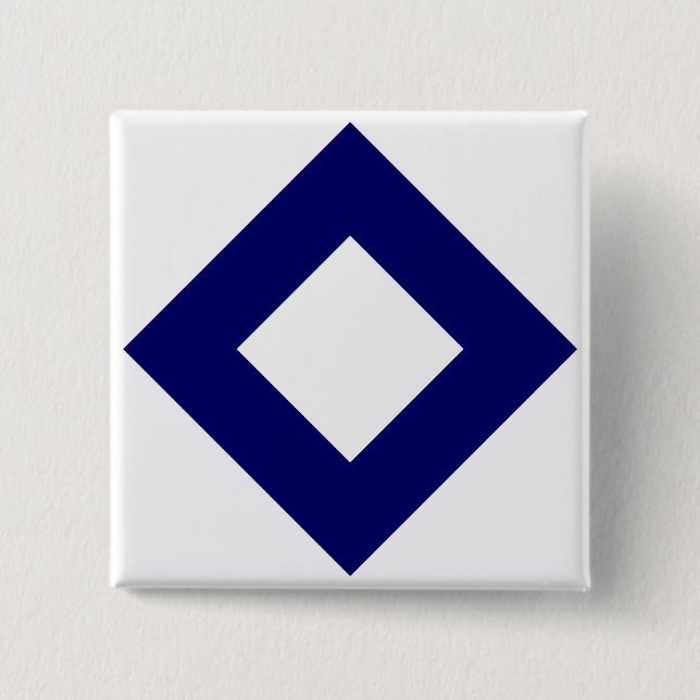 Badge Carré 5 Cm Diamant blanc, Bordure bleu gras (Devant)