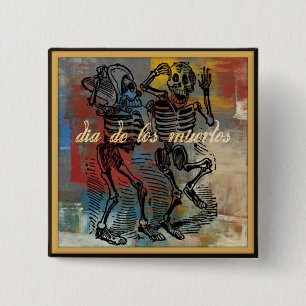 Badge Carré 5 Cm Diamètre de los muertos Button