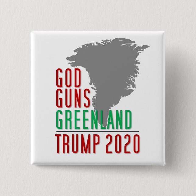 Badge Carré 5 Cm Dieu arme Trump 2020 au Groenland (Devant)