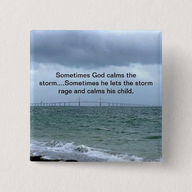Badge Carré 5 Cm Dieu calme la tempête (Devant)