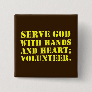 Badge Carré 5 Cm Dieu volontaire de service avec les mains et le
