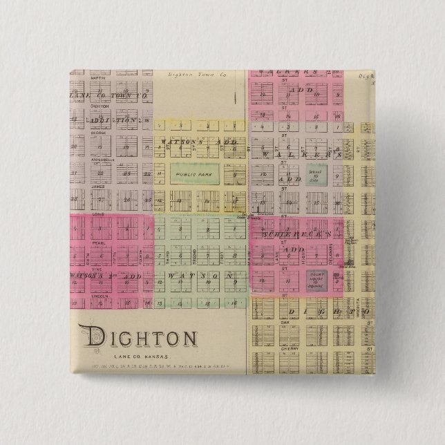Badge Carré 5 Cm Dighton, La Ness, Sharon Springs, Kansas (Devant)
