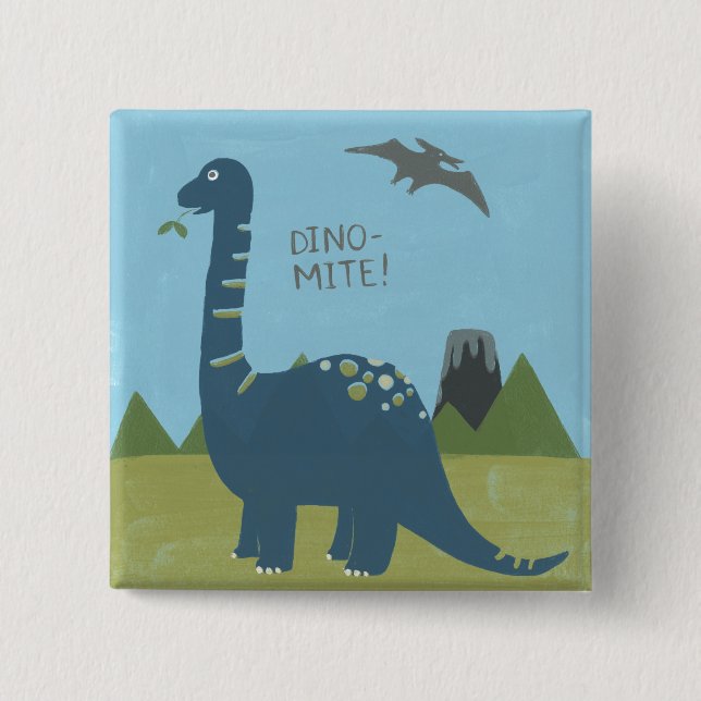 Badge Carré 5 Cm Dino-mite Dinosaur (Devant)