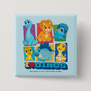 Badge Carré 5 Cm Dino Ranch   Dinosaure amusant et coloré