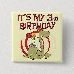 Badge Carré 5 Cm Dinosaur 3ème Anniversaire Tshirts et cadeaux