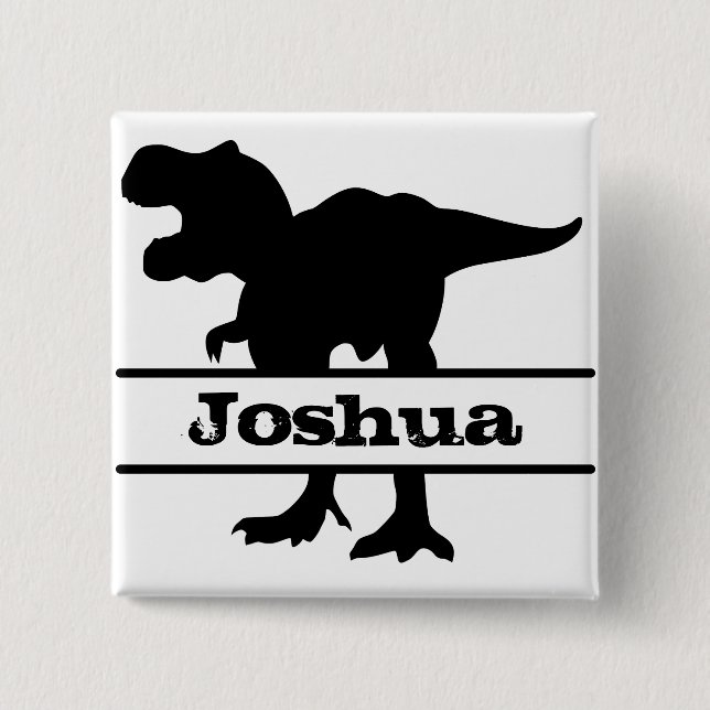 Badge Carré 5 Cm Dinosaur Numéro de nom personnalisé (Devant)