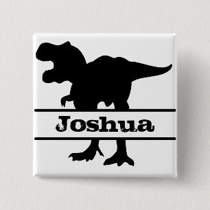 Badge Carré 5 Cm Dinosaur Numéro de nom personnalisé