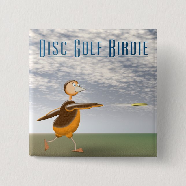 Badge Carré 5 Cm Disk Golf Birdie (Devant)