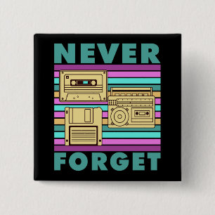 Badge Carré 5 Cm Disquette de bande Mix de la technologie 80s vinta