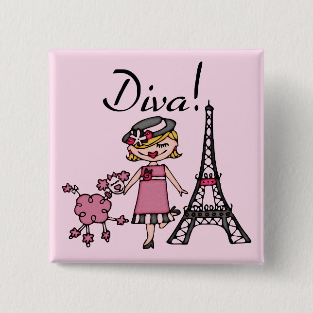 Badge Carré 5 Cm Diva de cheveux blonds (Devant)