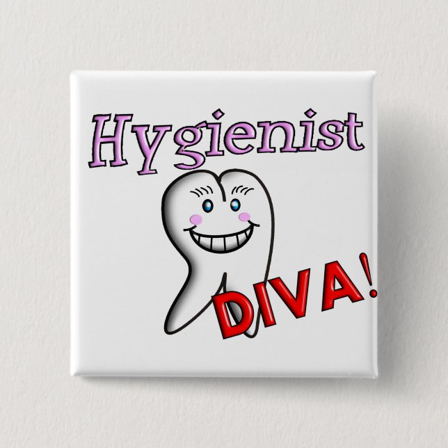Badge Carré 5 Cm DIVA d'hygiéniste de cadeaux d'hygiéniste dentaire (Devant)