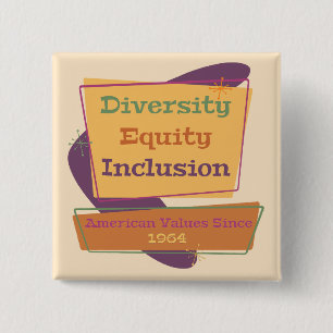 Badge Carré 5 Cm Diversité Équité Inclusion; Valeurs Américaines 19