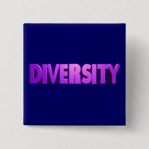 Badge Carré 5 Cm Diversité Lettres violettes Carré