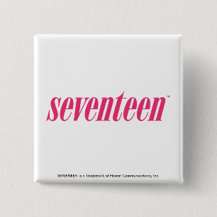 Badge Carré 5 Cm Dix-sept Logo-Magenta