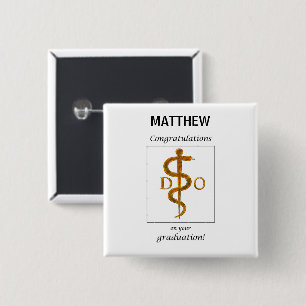 Badge Carré 5 Cm Docteur en ostéopathie Diplôme Félicitations