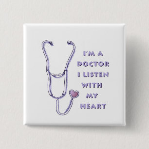 Badge Carré 5 Cm Doctor Stethoscope custom name Pin