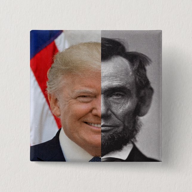 Badge Carré 5 Cm Donald Trump Abraham Lincoln (Devant)
