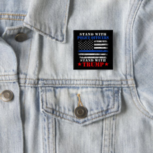 Badge Carré 5 Cm Donald Trump Mike Pence avec des policiers