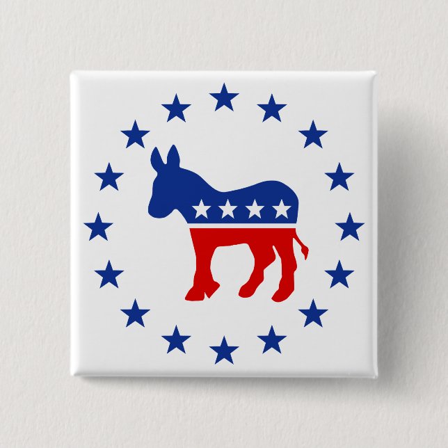 Badge Carré 5 Cm Donkey démocrate (Devant)