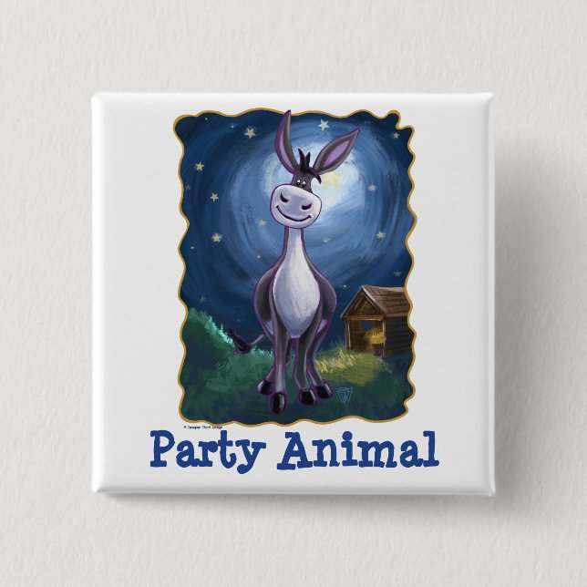 Badge Carré 5 Cm Donkey Party Centre (Devant)