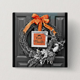 Badge Carré 5 Cm Donnez Merci Wreath