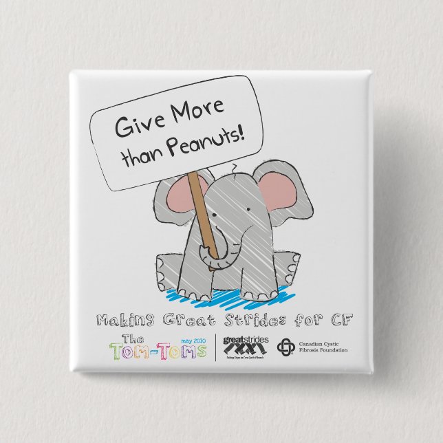 Badge Carré 5 Cm Donnez plus que des arachides ! (Devant)