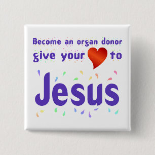 Badge Carré 5 Cm Donnez votre coeur à Jésus