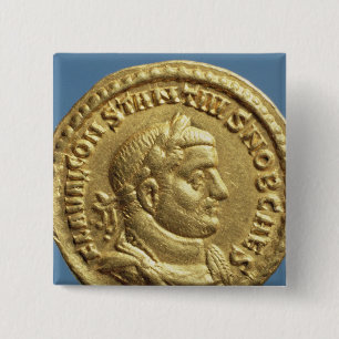 Badge Carré 5 Cm Doré de Constantius I César Augustus
