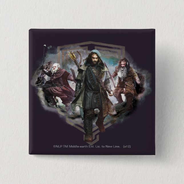 Badge Carré 5 Cm Dori, Kili et Bifur (Devant)