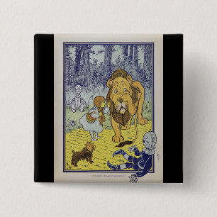 Badge Carré 5 Cm Dorothy et le lion lâche de magicien d'Oz