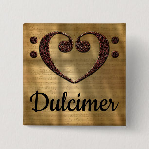 Badge Carré 5 Cm Double Basse Clef Heart Dulcimer