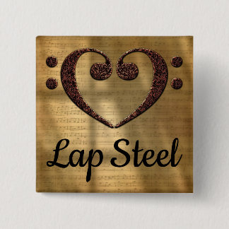 Badge Carré 5 Cm Double Basse Clef Heart Lap Steel