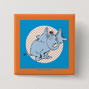 Badge Carré 5 Cm Dr. Seuss Horton Entend un Qui Points Orange