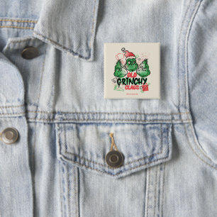 Badge Carré 5 Cm Dr. Seuss   Le vieux Grinch Noël