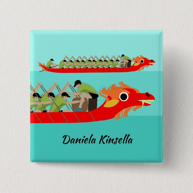 Badge Carré 5 Cm Dragon Boat Racing (Devant)